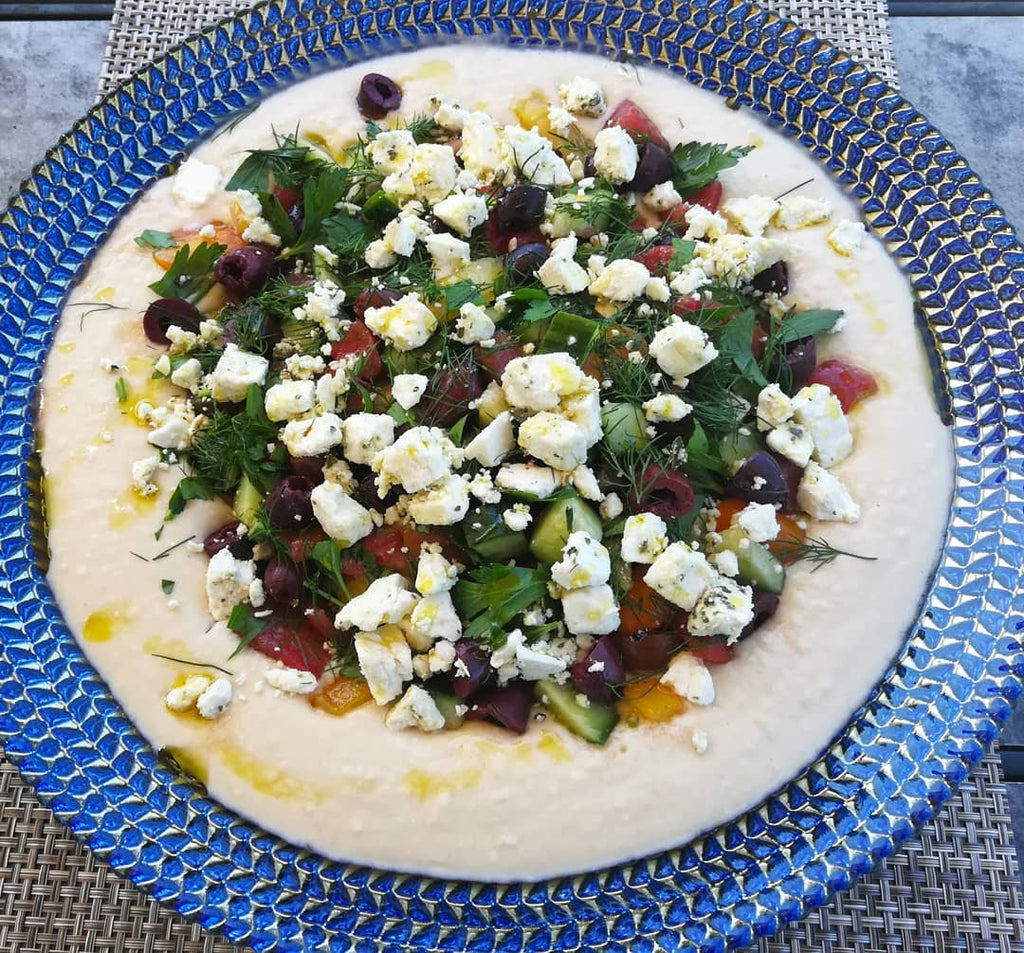 Lemon & Dill White Bean Spread with Mediterranean Summer Salad