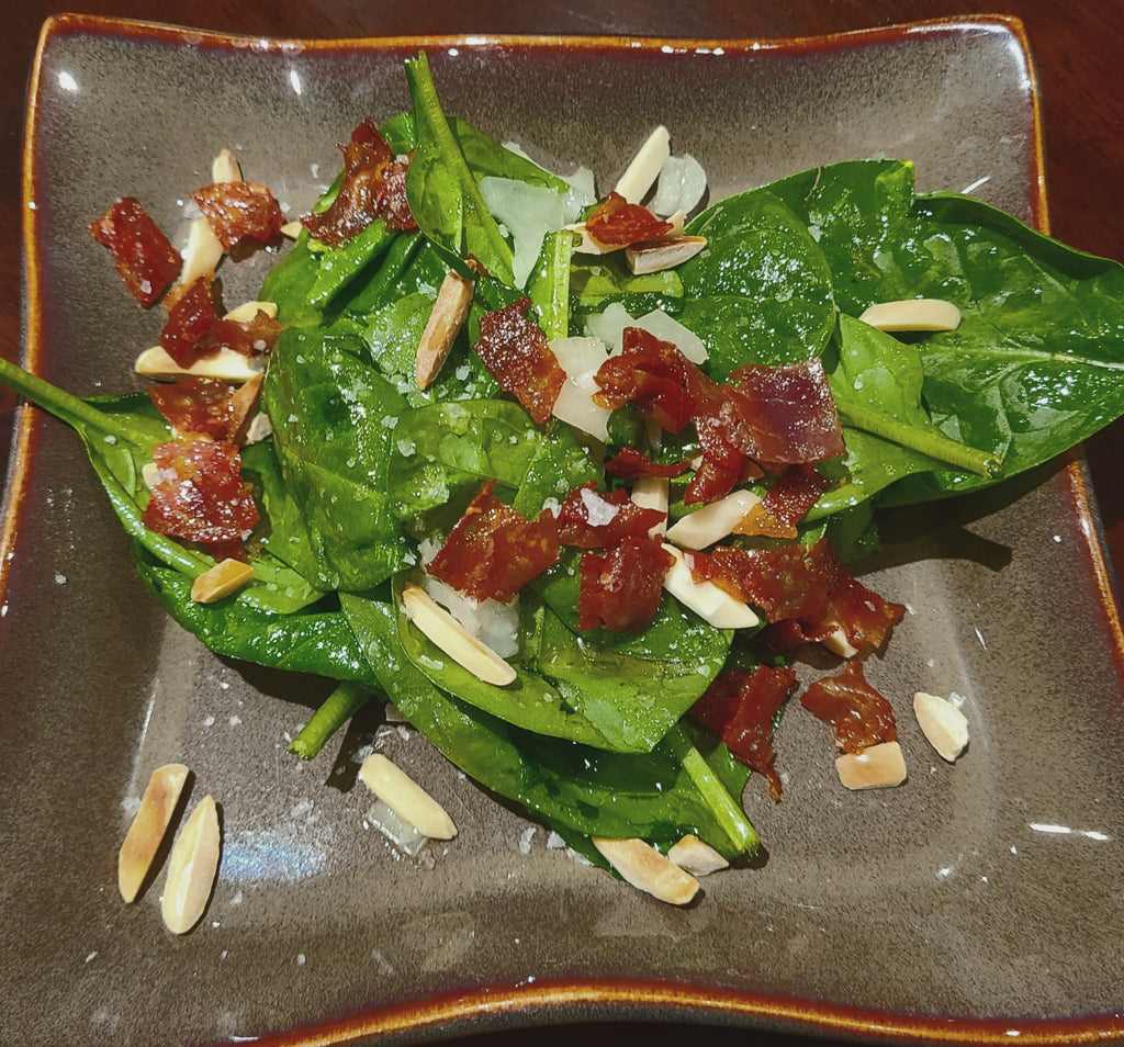 Spinach Salad with Walnut Oil and Peach Balsamic