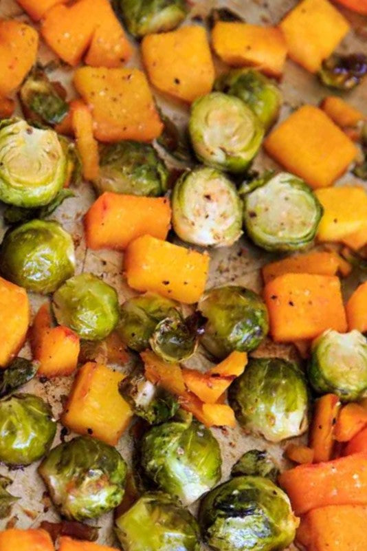 Maple Glazed Butternut Squash & Brussels Sprouts