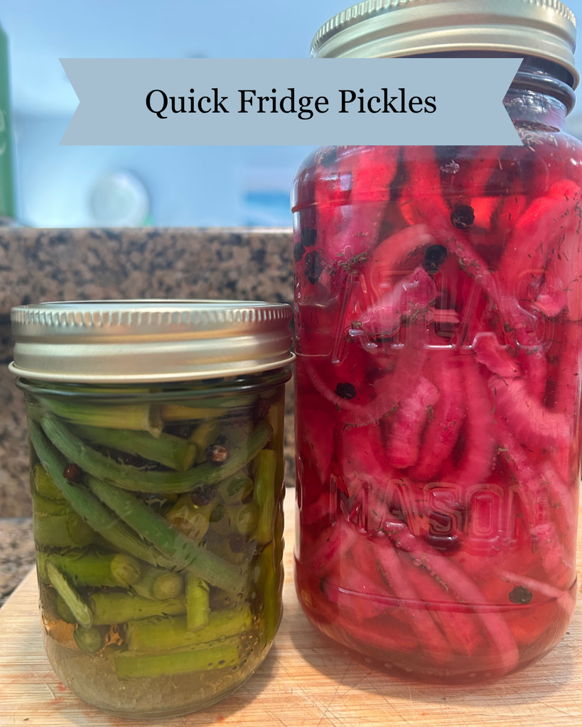 Quick Fridge Pickles Onions (and Garlic Scapes)